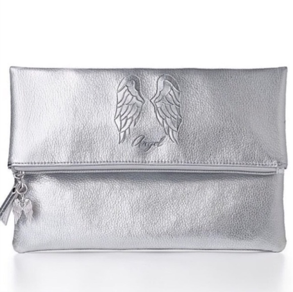 PINK Victoria's Secret Handbags - Victoria's Secret Silver FoldOver Clutch.